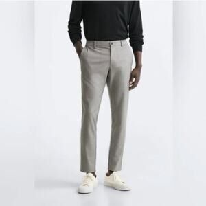 NWT Zara Men's The Melange Slim Bi-Stretch Pant Light Gray Size 38